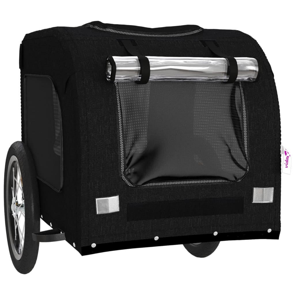 Glamorous Pups : vidaXL Pet Bike Trailer Black Oxford fabric, iron, PVC Medium Durable