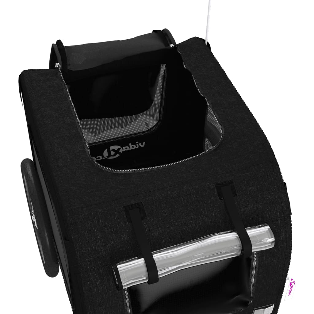 Glamorous Pups : vidaXL Pet Bike Trailer Black Oxford fabric, iron, PVC Medium Durable