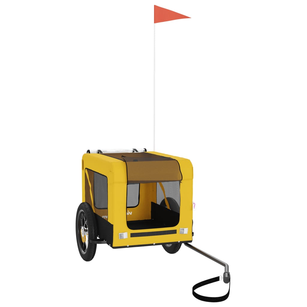 Glamorous Pups : vidaXL Pet Bike Trailer Yellow and Black Oxford Fabric, Iron, PVC