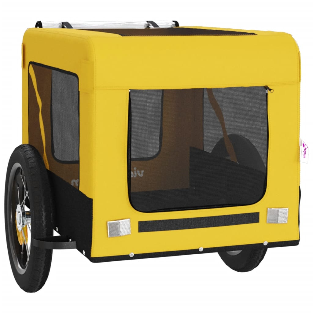 Glamorous Pups : vidaXL Pet Bike Trailer Yellow and Black Oxford Fabric, Iron, PVC