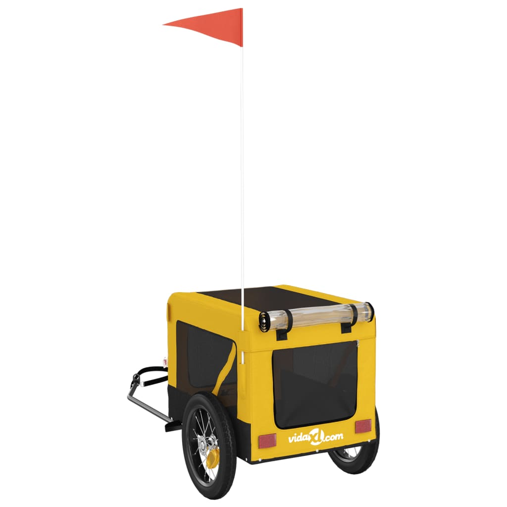 Glamorous Pups : vidaXL Pet Bike Trailer Yellow and Black Oxford Fabric, Iron, PVC