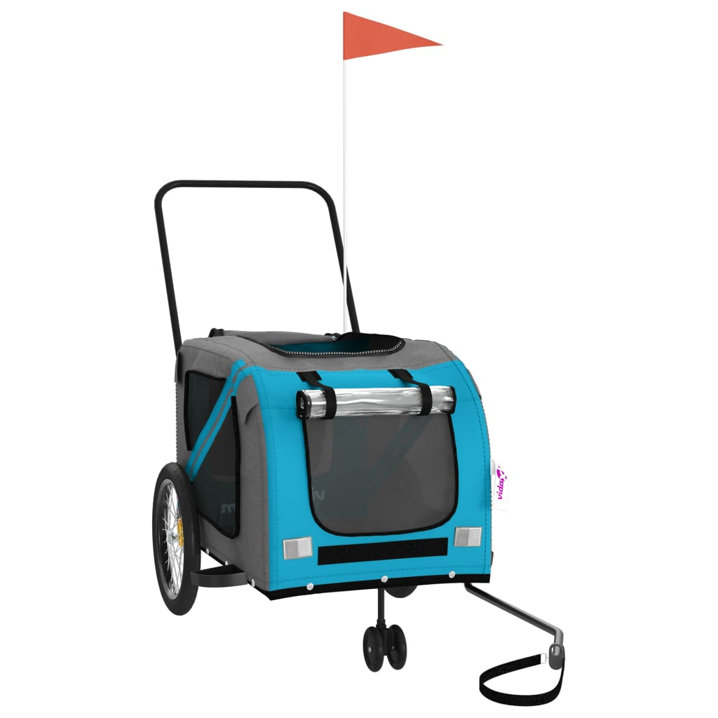 Glamorous Pups : vidaXL Pet Bike Trailer Blue and Grey Oxford fabric, Iron, PVC Large