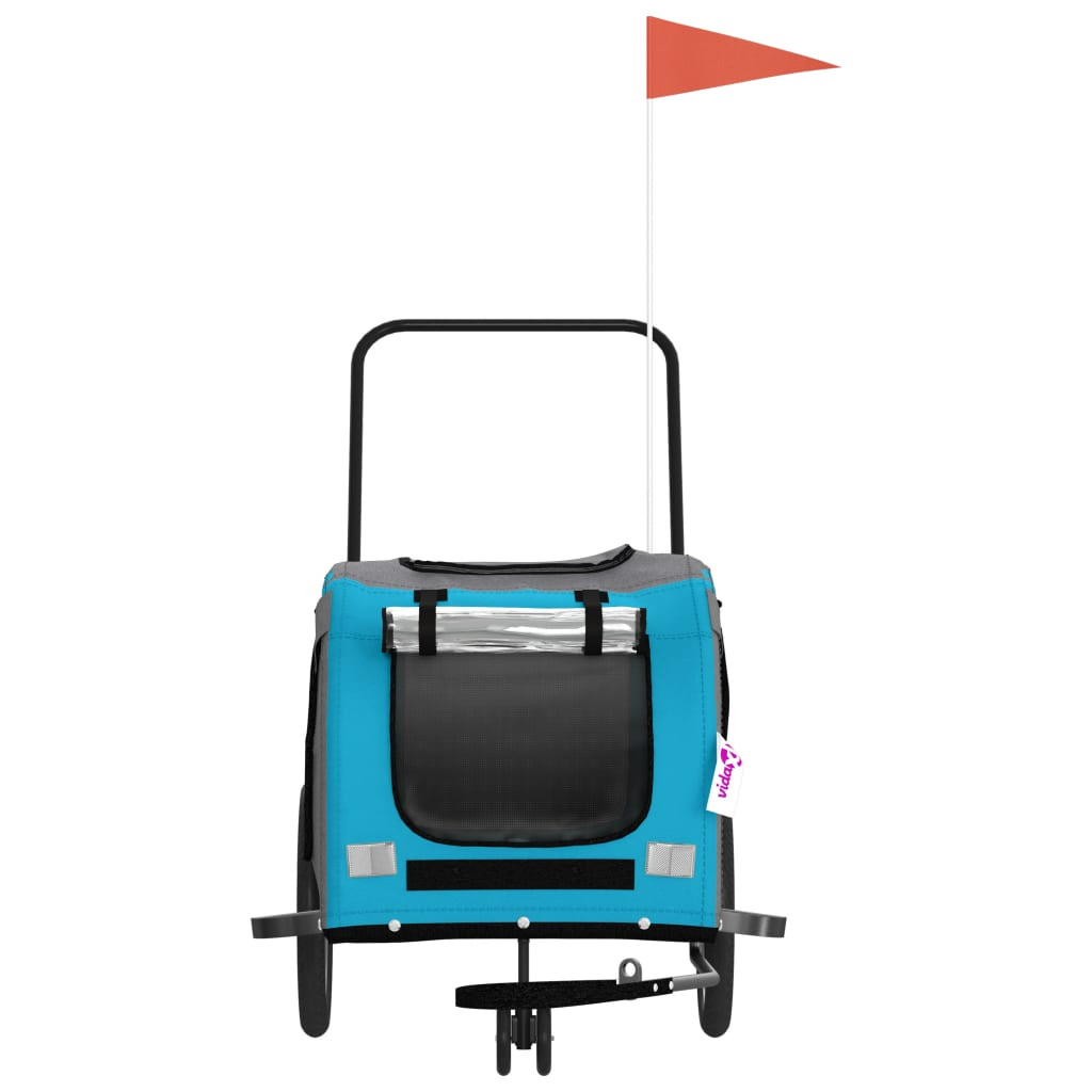 Glamorous Pups : vidaXL Pet Bike Trailer Blue and Grey Oxford fabric, Iron, PVC Large