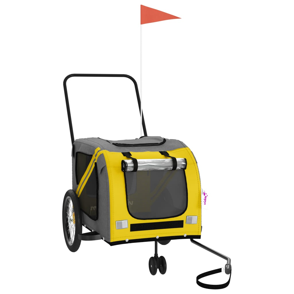 Glamorous Pups : vidaXL Pet Bike Trailer Yellow and Grey Oxford Fabric, Iron, PVC Medium