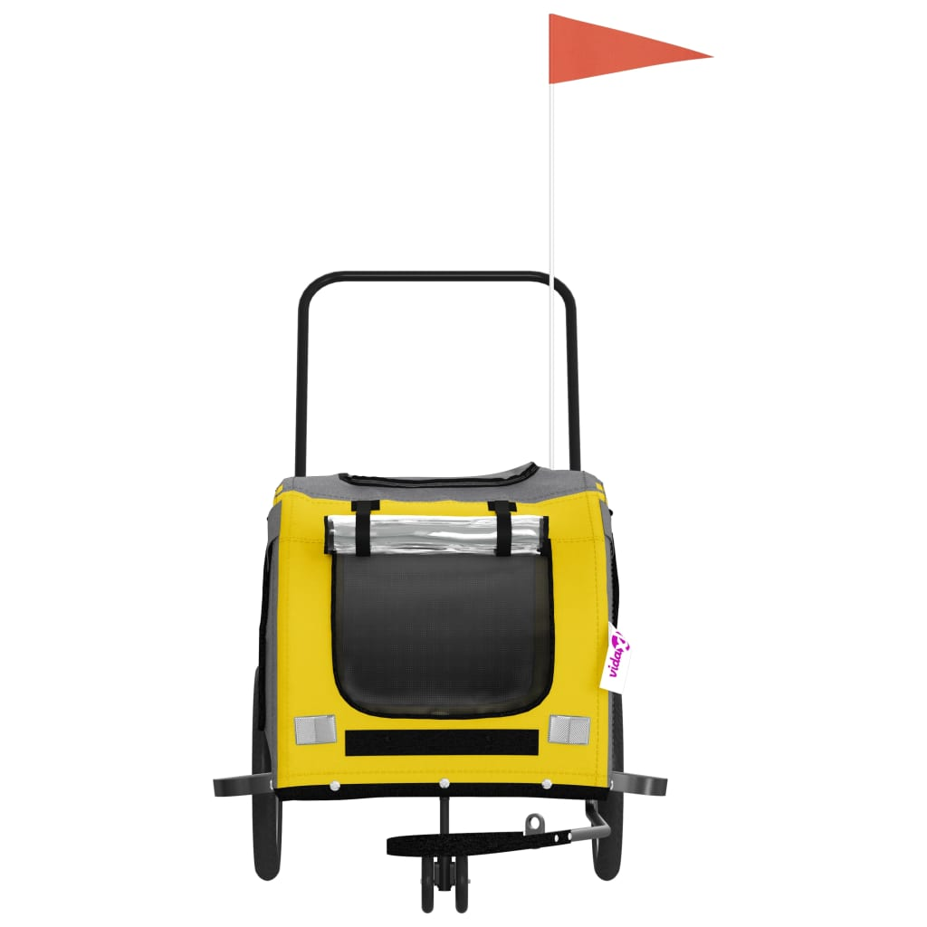 Glamorous Pups : vidaXL Pet Bike Trailer Yellow and Grey Oxford Fabric, Iron, PVC Medium