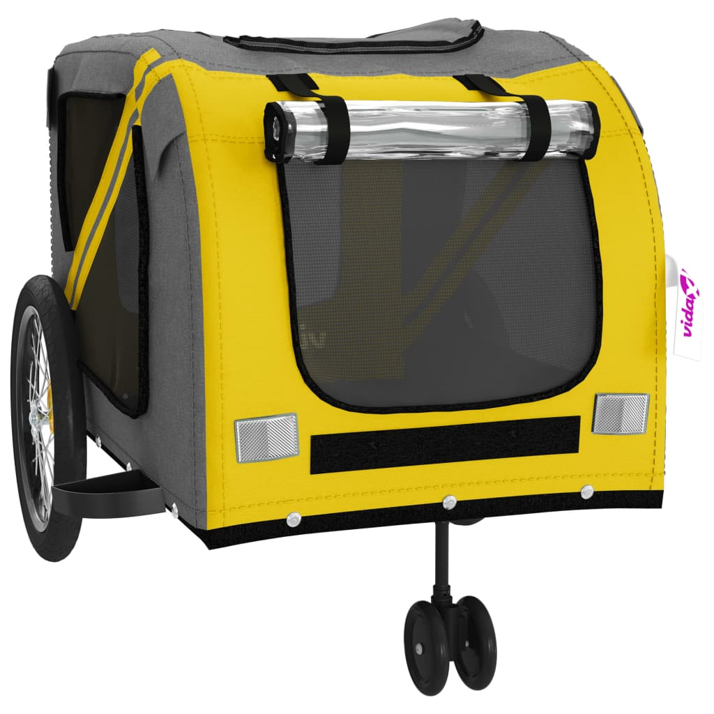 Glamorous Pups : vidaXL Pet Bike Trailer Yellow and Grey Oxford Fabric, Iron, PVC Medium