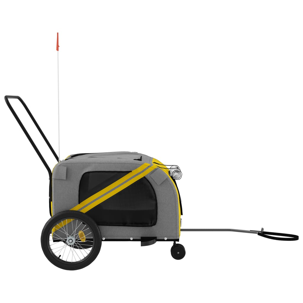 Glamorous Pups : vidaXL Pet Bike Trailer Yellow and Grey Oxford Fabric, Iron, PVC Medium