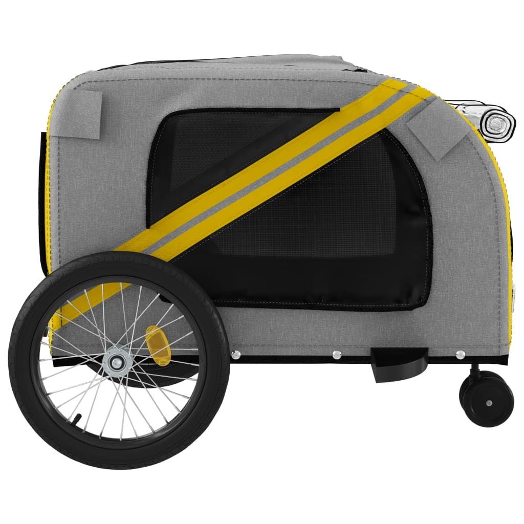 Glamorous Pups : vidaXL Pet Bike Trailer Yellow and Grey Oxford Fabric, Iron, PVC Medium