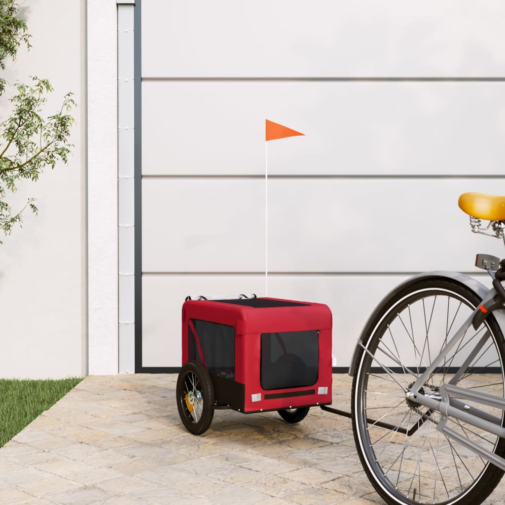 Glamorous Pups : vidaXL Pet Bike Trailer Red and Black Oxford Fabric, Iron, PVC Small