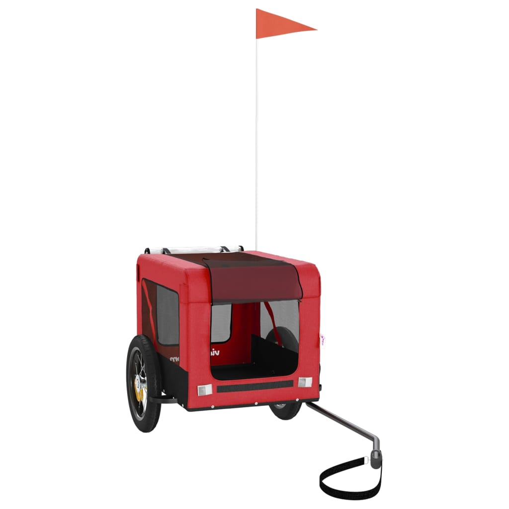 Glamorous Pups : vidaXL Pet Bike Trailer Red and Black Oxford Fabric, Iron, PVC Small