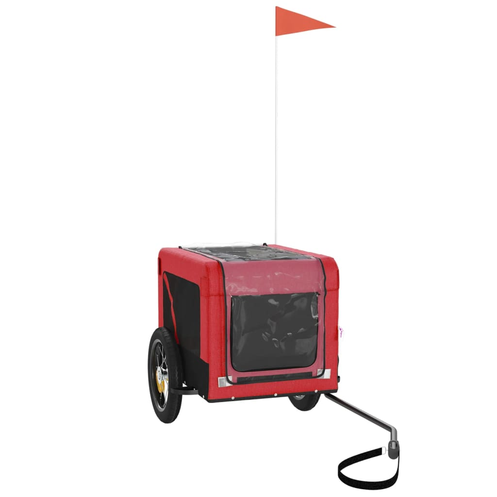 Glamorous Pups : vidaXL Pet Bike Trailer Red and Black Oxford Fabric, Iron, PVC Small
