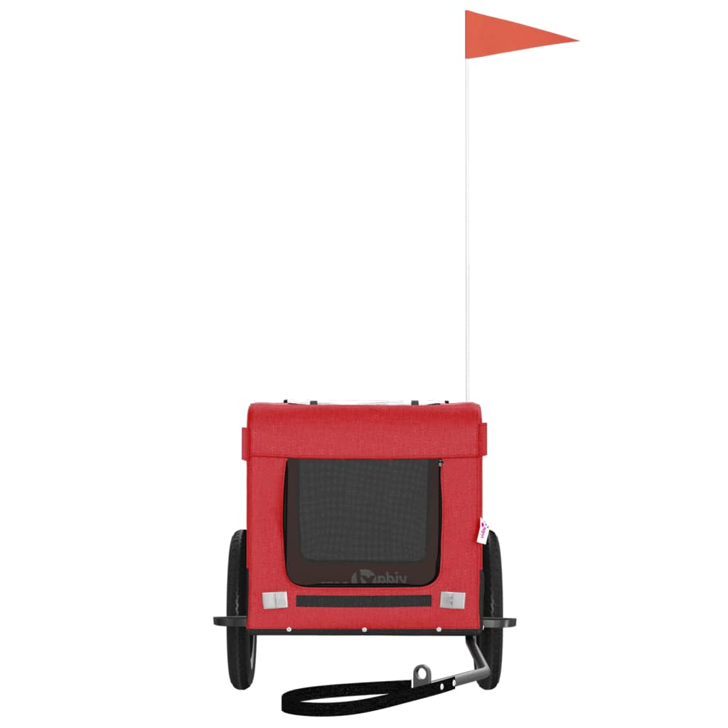 Glamorous Pups : vidaXL Pet Bike Trailer Red and Black Oxford Fabric, Iron, PVC Small