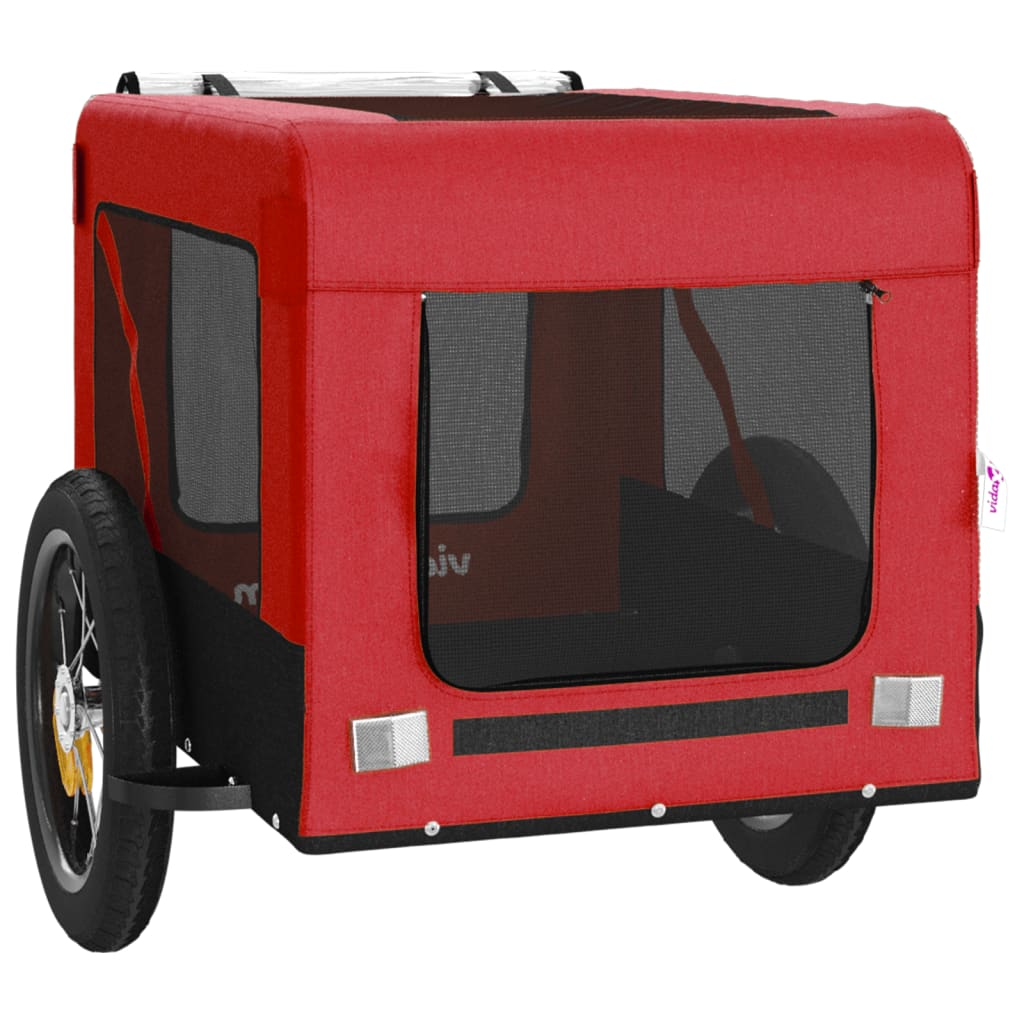 Glamorous Pups : vidaXL Pet Bike Trailer Red and Black Oxford Fabric, Iron, PVC Small