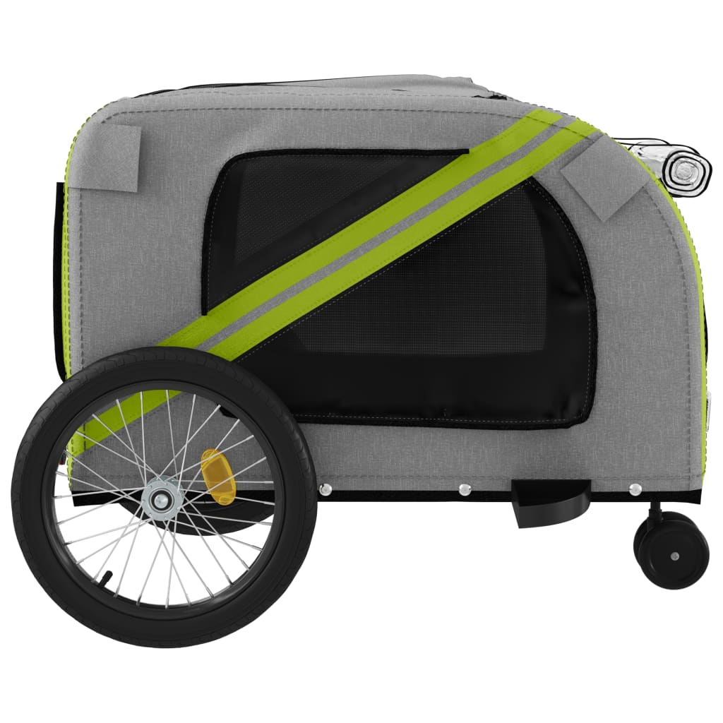 Glamorous Pups : vidaXL Pet Bike Trailer Green and Grey Oxford fabric, iron, PVC Foldable
