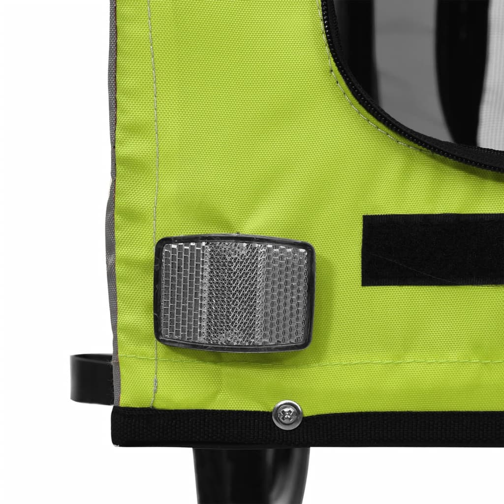 Glamorous Pups : vidaXL Pet Bike Trailer Green and Grey Oxford fabric, iron, PVC Foldable