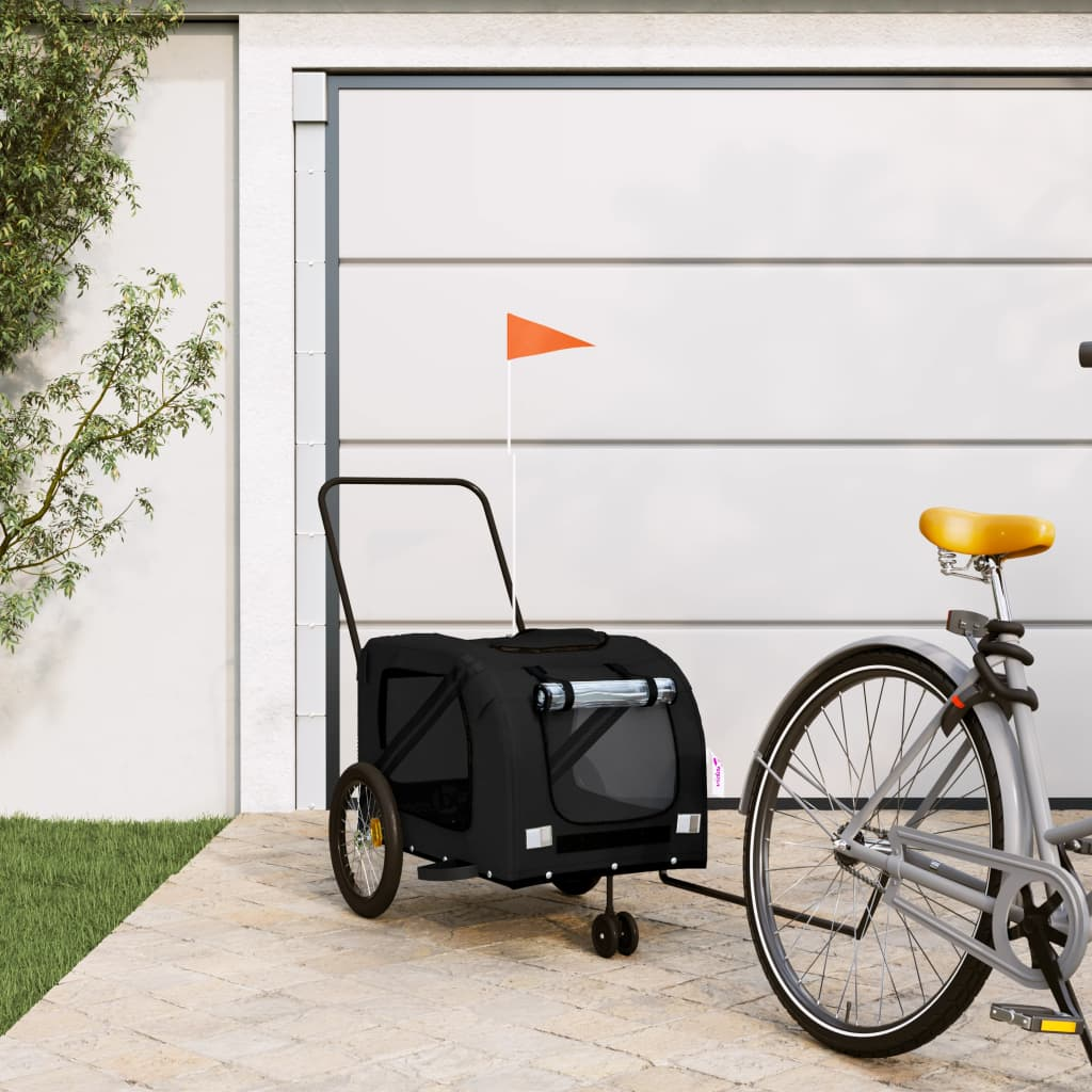 Glamorous Pups : vidaXL Pet Bike Trailer Black Oxford fabric Small Pet Bike Trailer