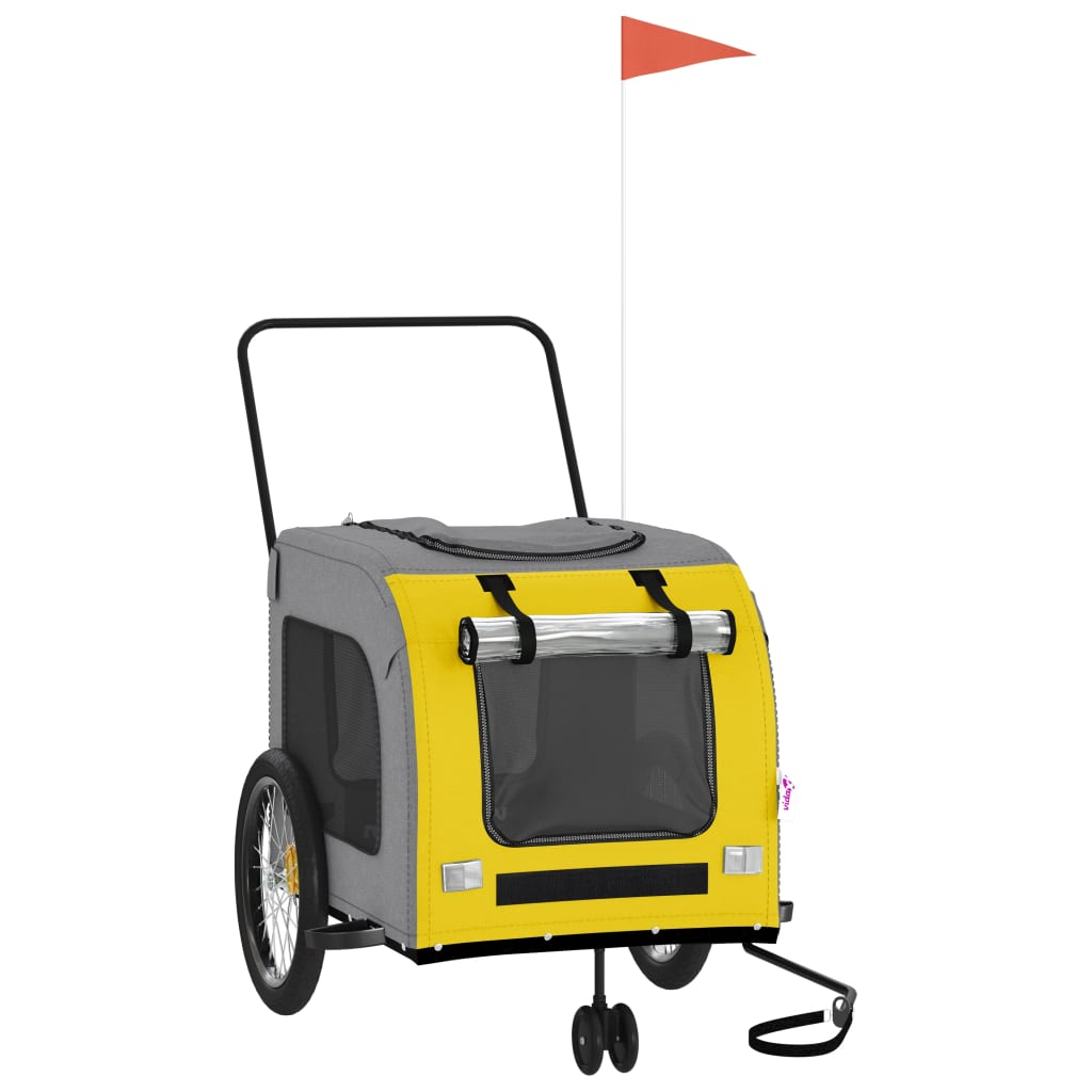 Glamorous Pups : vidaXL Pet Bike Trailer Yellow and Grey Oxford Fabric, Iron, PVC