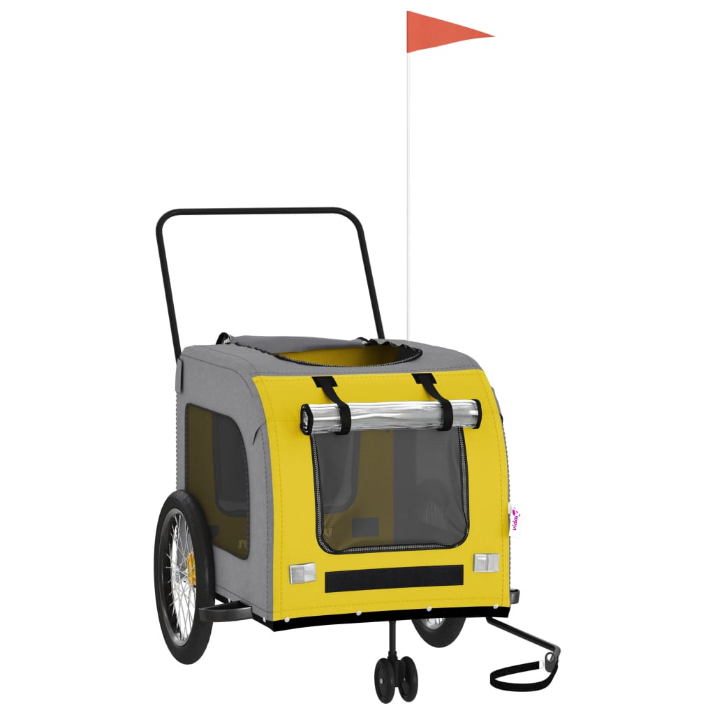 Glamorous Pups : vidaXL Pet Bike Trailer Yellow and Grey Oxford Fabric, Iron, PVC