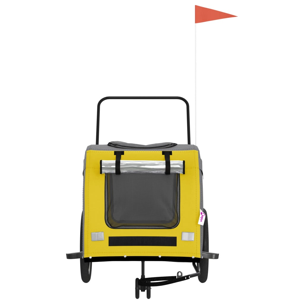 Glamorous Pups : vidaXL Pet Bike Trailer Yellow and Grey Oxford Fabric, Iron, PVC