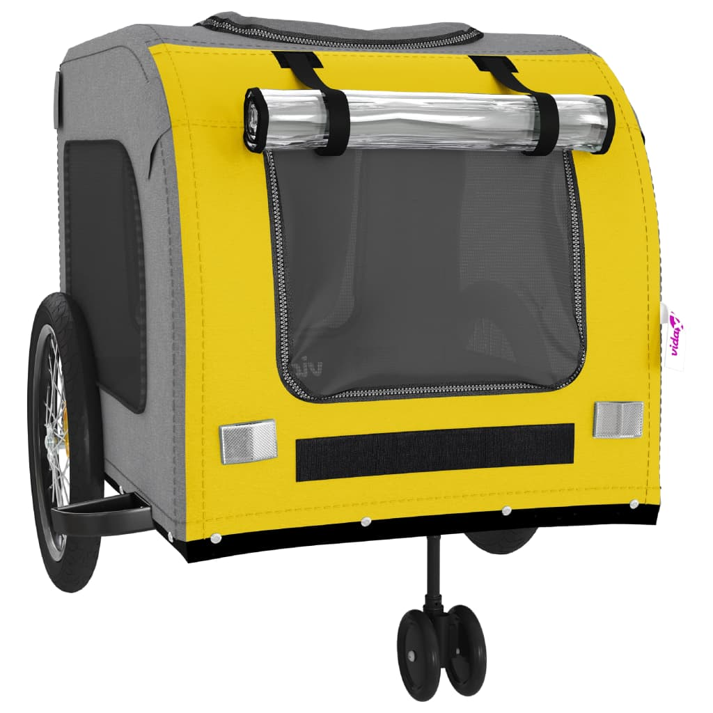 Glamorous Pups : vidaXL Pet Bike Trailer Yellow and Grey Oxford Fabric, Iron, PVC