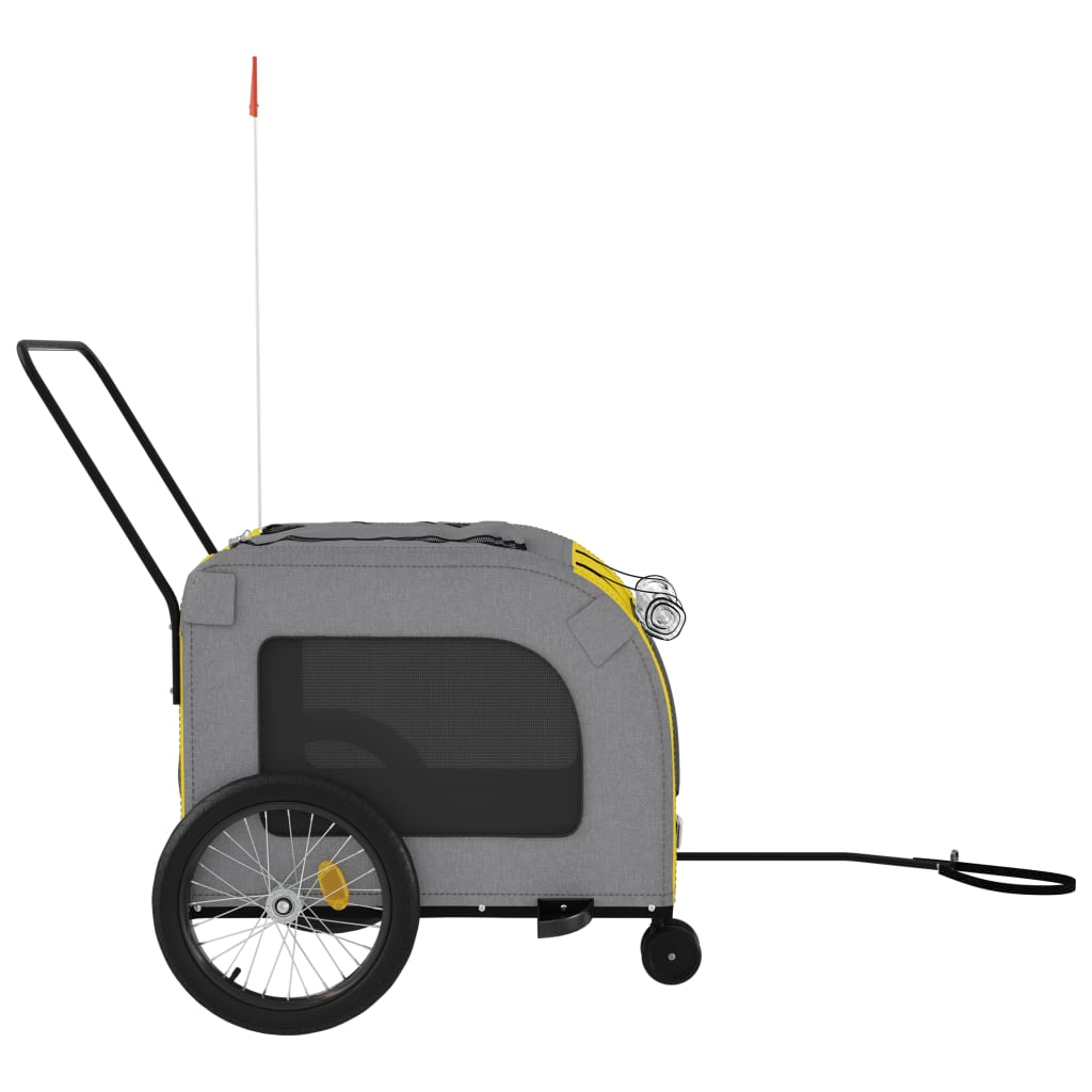 Glamorous Pups : vidaXL Pet Bike Trailer Yellow and Grey Oxford Fabric, Iron, PVC