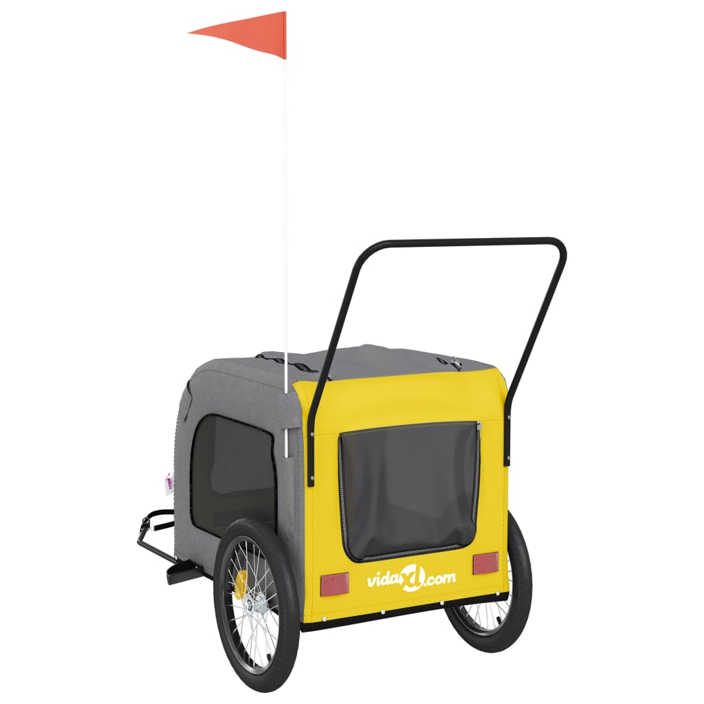 Glamorous Pups : vidaXL Pet Bike Trailer Yellow and Grey Oxford Fabric, Iron, PVC