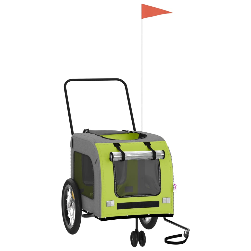 Glamorous Pups : vidaXL Pet Bike Trailer Green and Grey Oxford fabric, Iron, PVC
