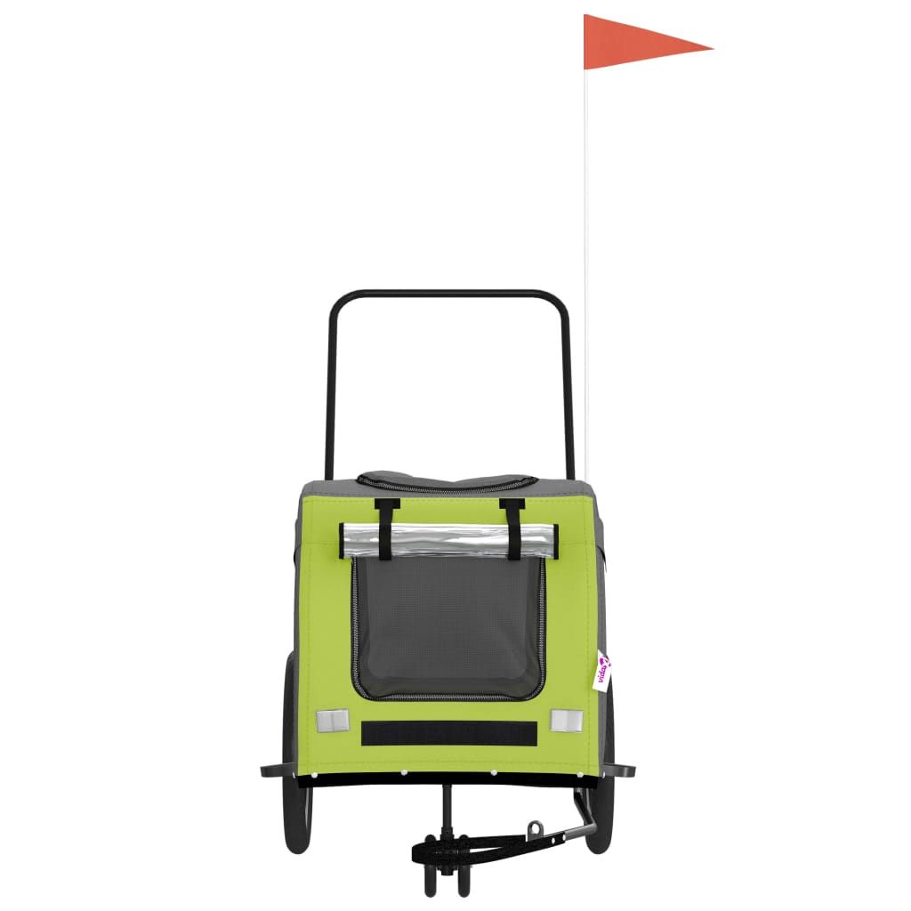 Glamorous Pups : vidaXL Pet Bike Trailer Green and Grey Oxford fabric, Iron, PVC