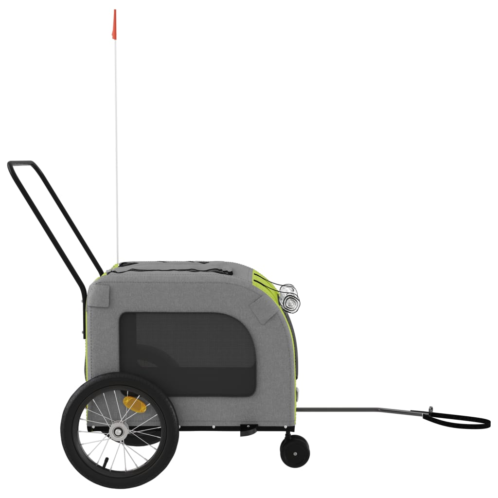 Glamorous Pups : vidaXL Pet Bike Trailer Green and Grey Oxford fabric, Iron, PVC