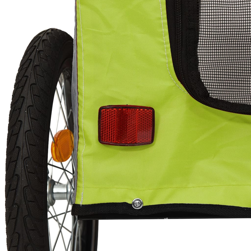 Glamorous Pups : vidaXL Pet Bike Trailer Green and Grey Oxford fabric, Iron, PVC