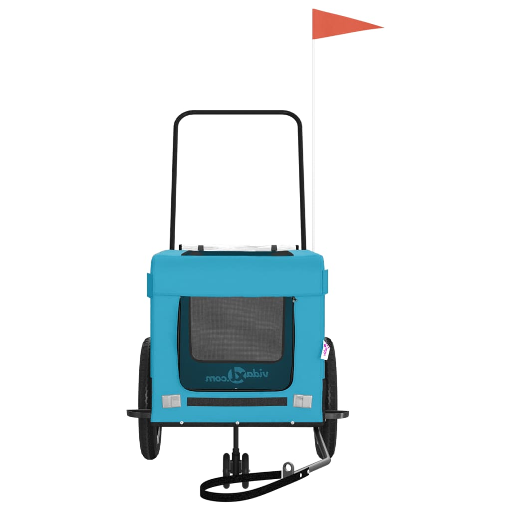 Glamorous Pups : vidaXL Pet Bike Trailer Blue and Black Iron, Oxford fabric, PVC