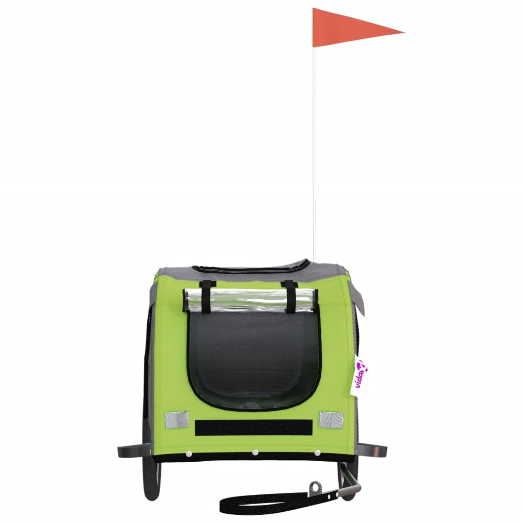 Glamorous Pups : vidaXL Pet Bike Trailer Green and Grey Oxford Fabric, Iron, PVC Small