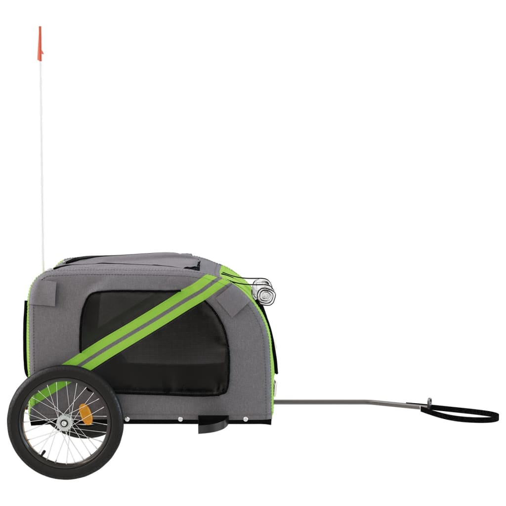 Glamorous Pups : vidaXL Pet Bike Trailer Green and Grey Oxford Fabric, Iron, PVC Small