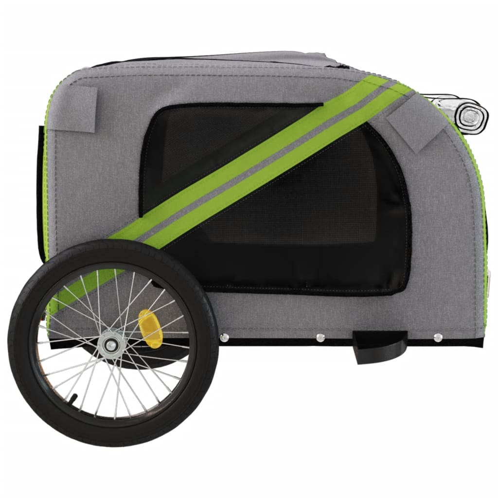Glamorous Pups : vidaXL Pet Bike Trailer Green and Grey Oxford Fabric, Iron, PVC Small