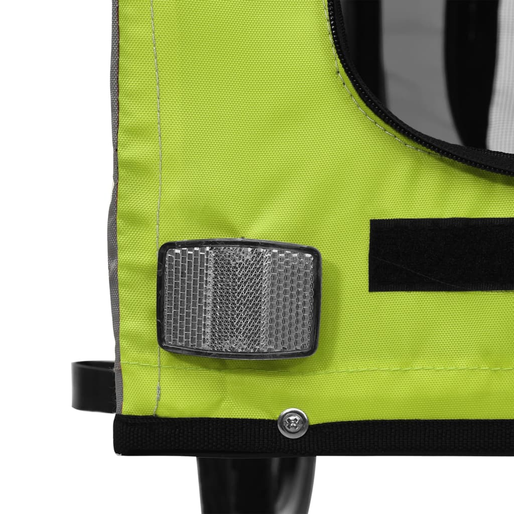 Glamorous Pups : vidaXL Pet Bike Trailer Green and Grey Oxford Fabric, Iron, PVC Small