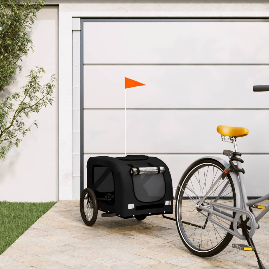 Glamorous Pups : vidaXL Pet Bike Trailer Black Oxford fabric, Iron, PVC Small