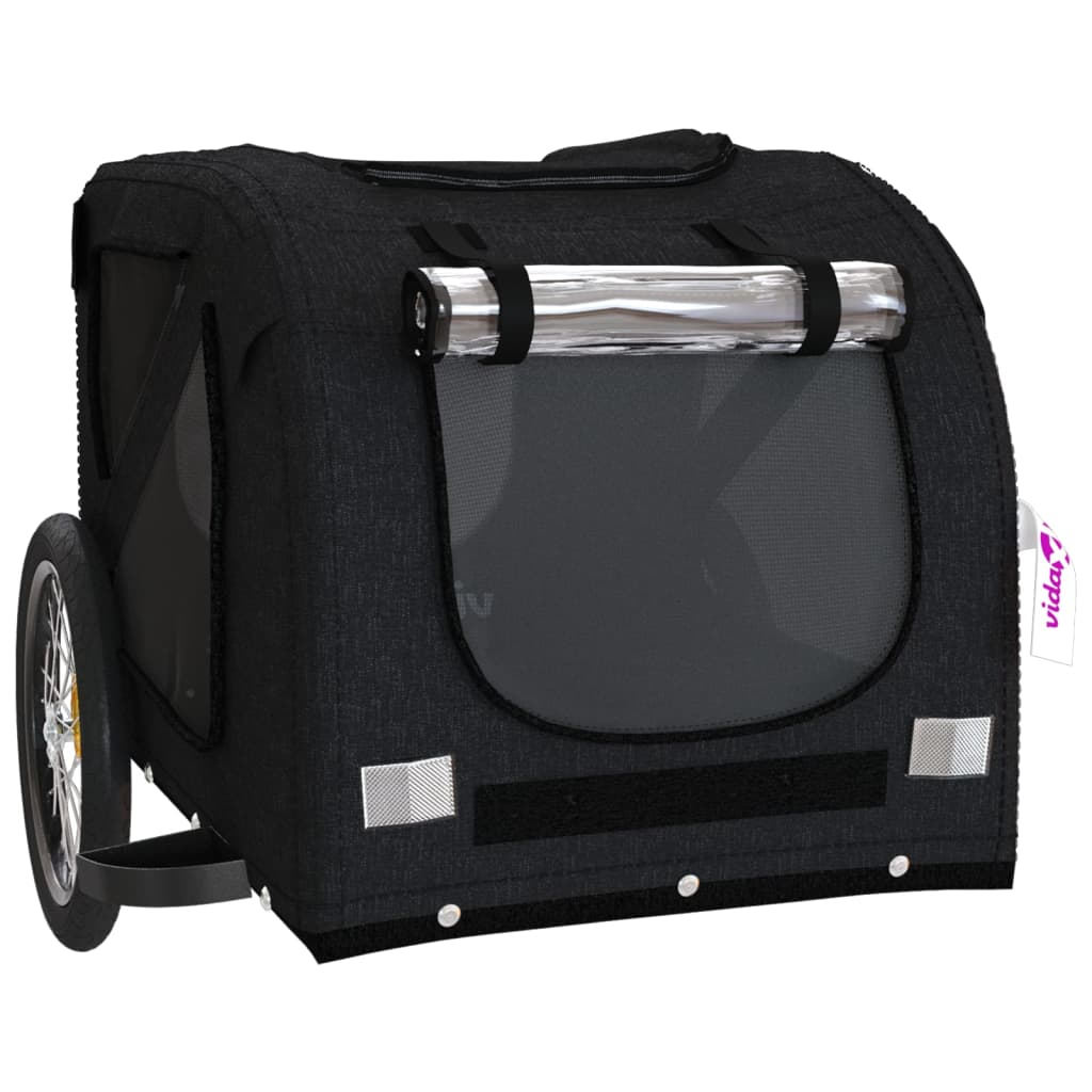 Glamorous Pups : vidaXL Pet Bike Trailer Black Oxford fabric, Iron, PVC Small