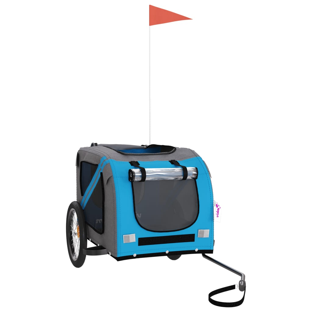 Glamorous Pups : vidaXL Pet Bike Trailer Blue and Grey Oxford Fabric, Iron, PVC