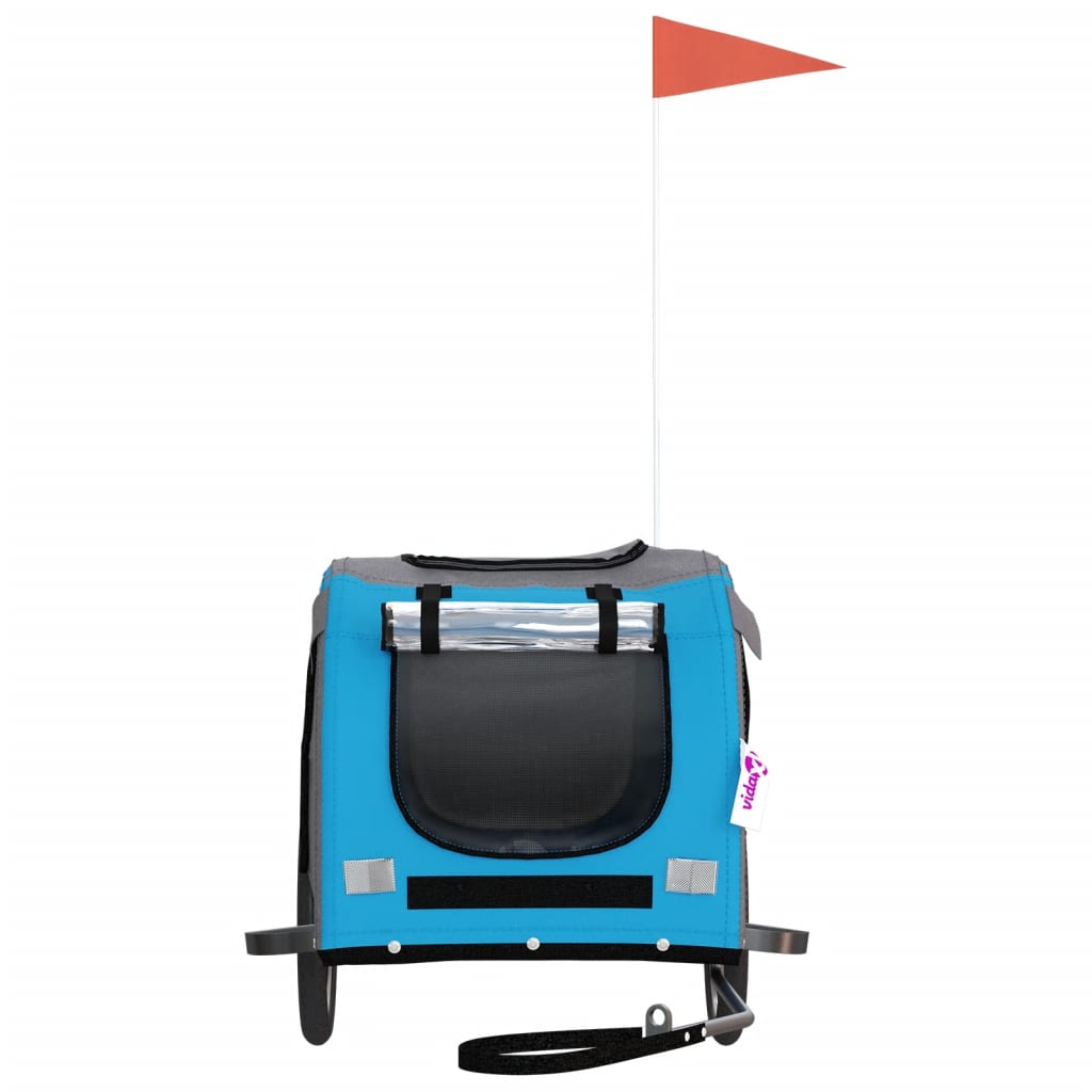 Glamorous Pups : vidaXL Pet Bike Trailer Blue and Grey Oxford Fabric, Iron, PVC