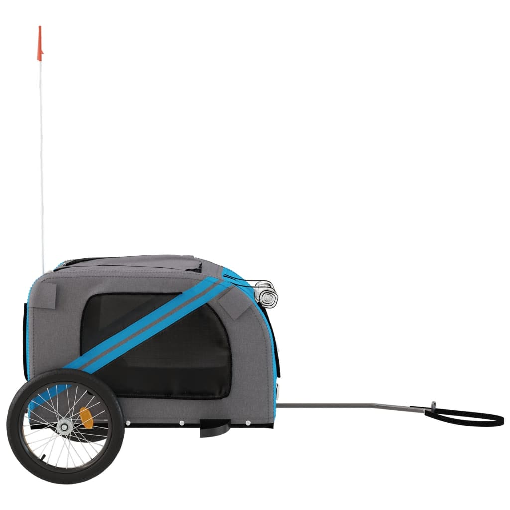 Glamorous Pups : vidaXL Pet Bike Trailer Blue and Grey Oxford Fabric, Iron, PVC
