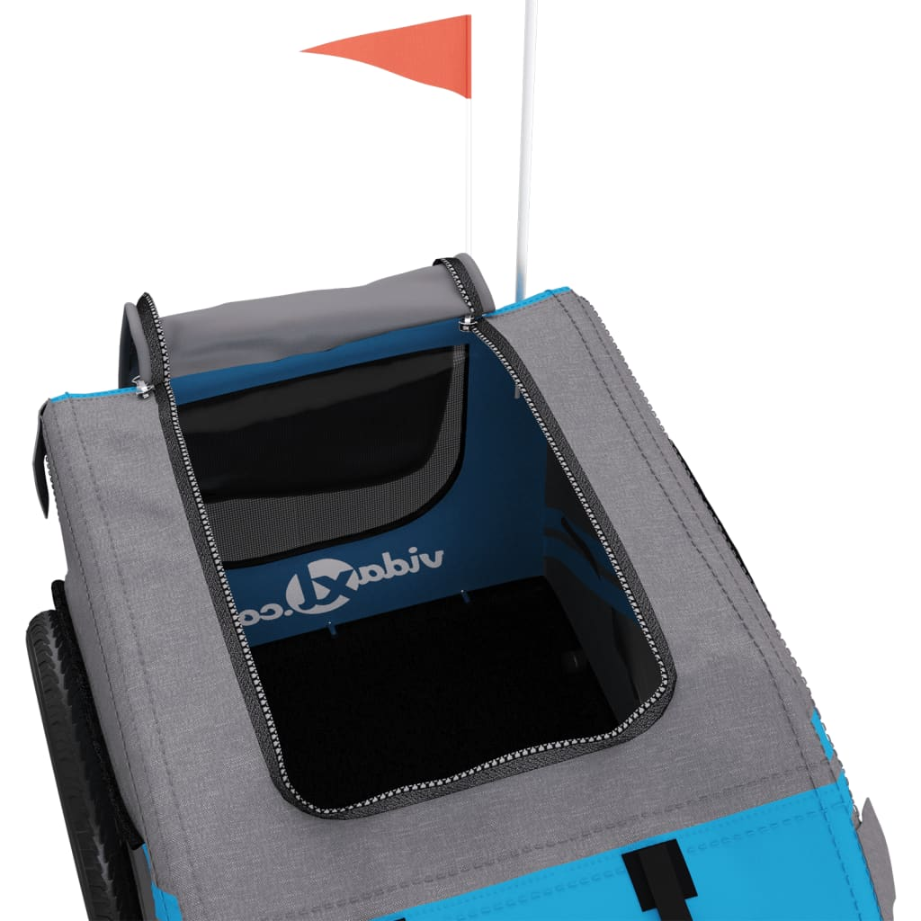 Glamorous Pups : vidaXL Pet Bike Trailer Blue and Grey Oxford Fabric, Iron, PVC