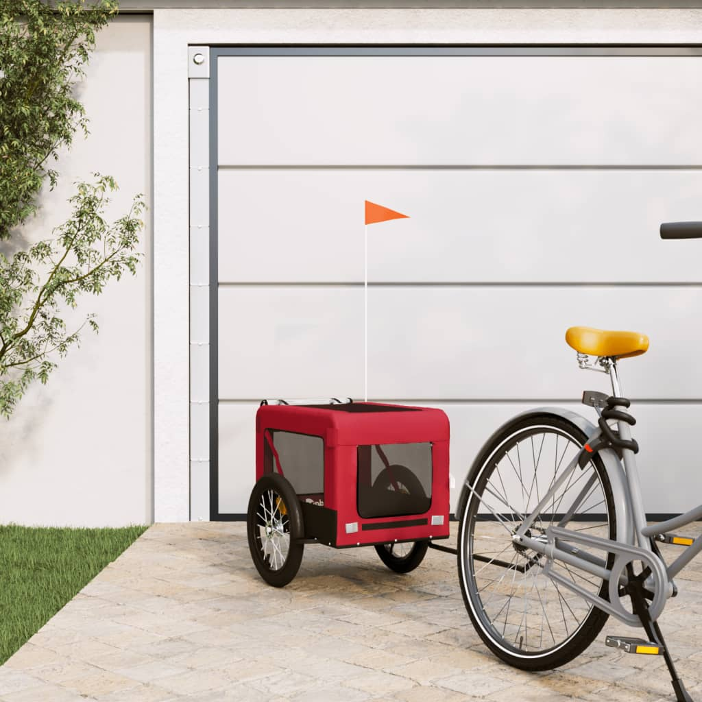 Glamorous Pups : vidaXL Pet Bike Trailer Red and Black Oxford Fabric, Iron, PVC Small