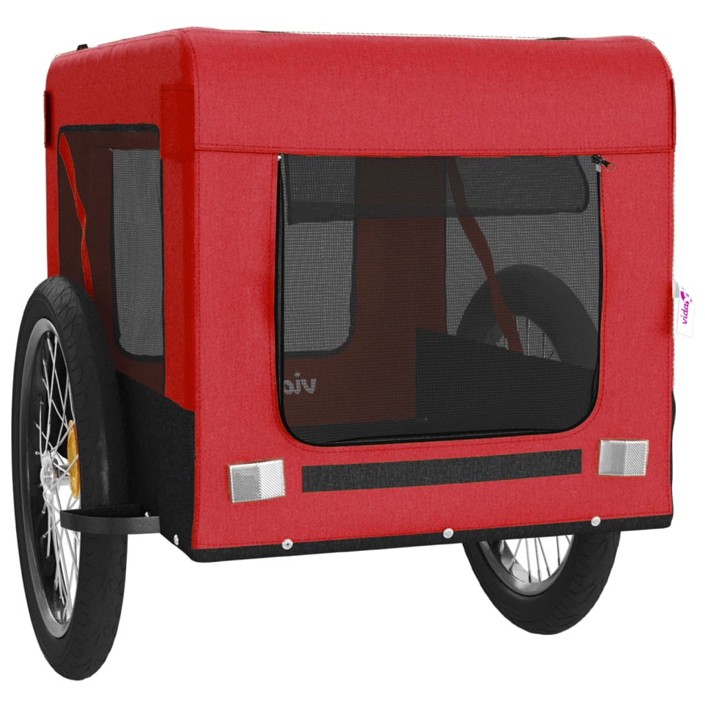 Glamorous Pups : vidaXL Pet Bike Trailer Red and Black Oxford Fabric, Iron, PVC Small