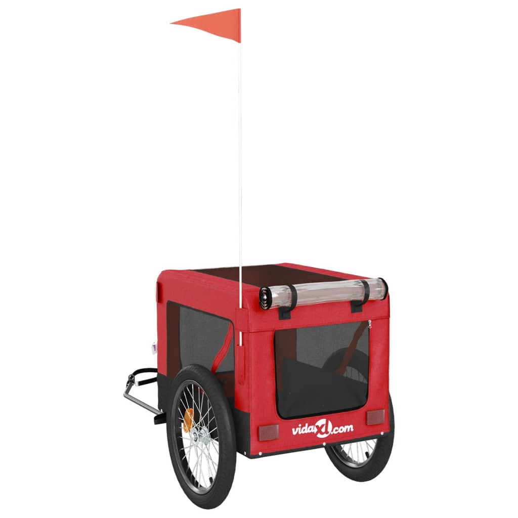 Glamorous Pups : vidaXL Pet Bike Trailer Red and Black Oxford Fabric, Iron, PVC Small