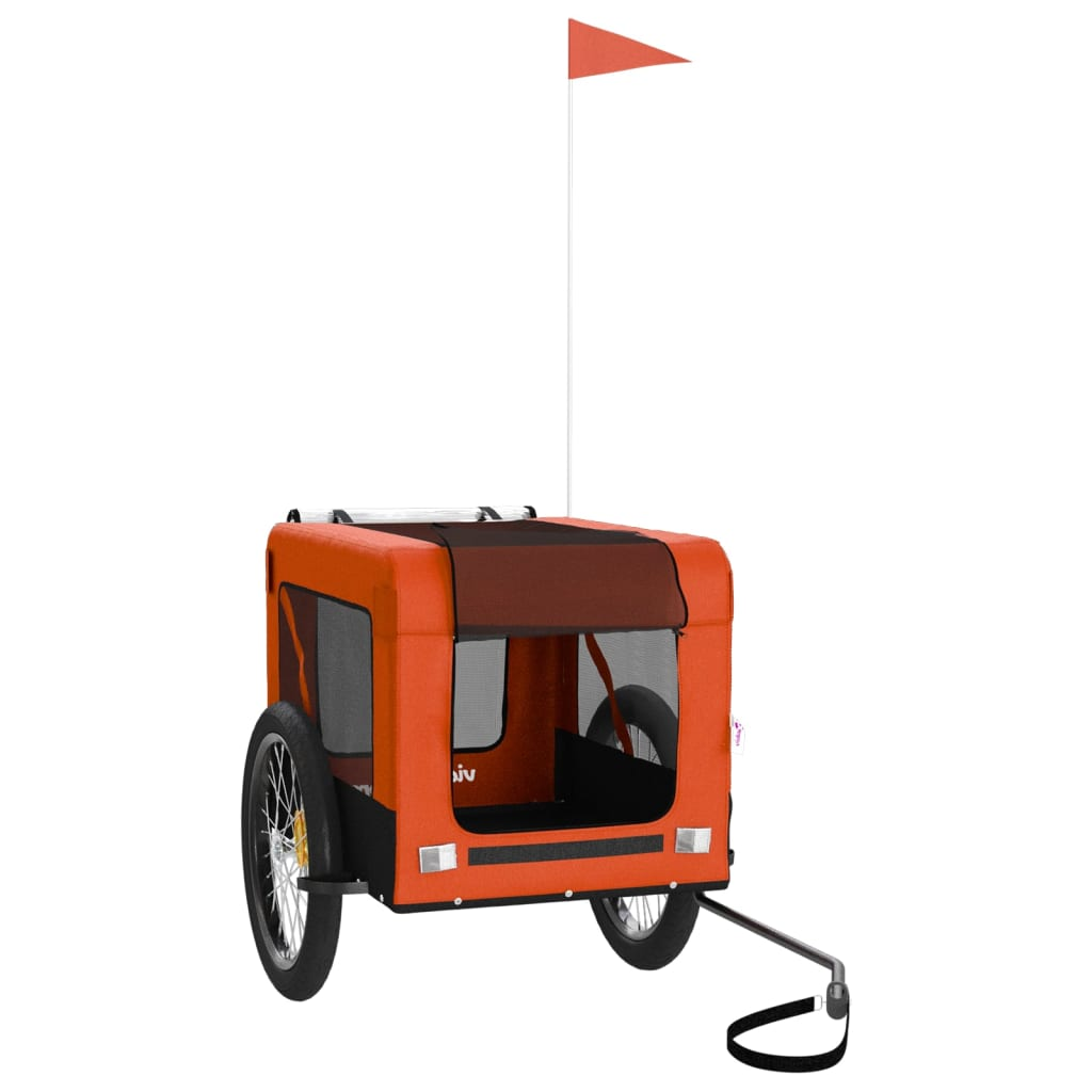 Glamorous Pups : vidaXL Pet Bike Trailer Orange and Black Oxford fabric, iron, PVC Medium