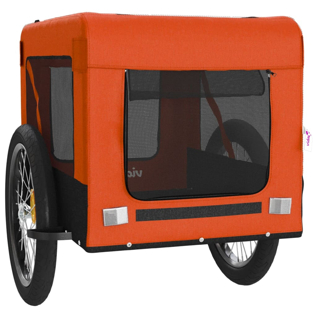 Glamorous Pups : vidaXL Pet Bike Trailer Orange and Black Oxford fabric, iron, PVC Medium