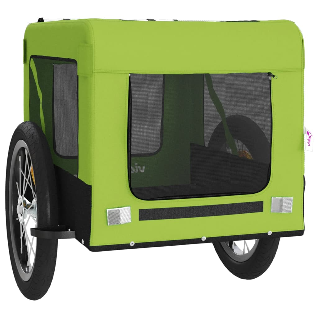 Glamorous Pups : vidaXL Pet Bike Trailer Green and Black Oxford fabric, Iron, PVC Small