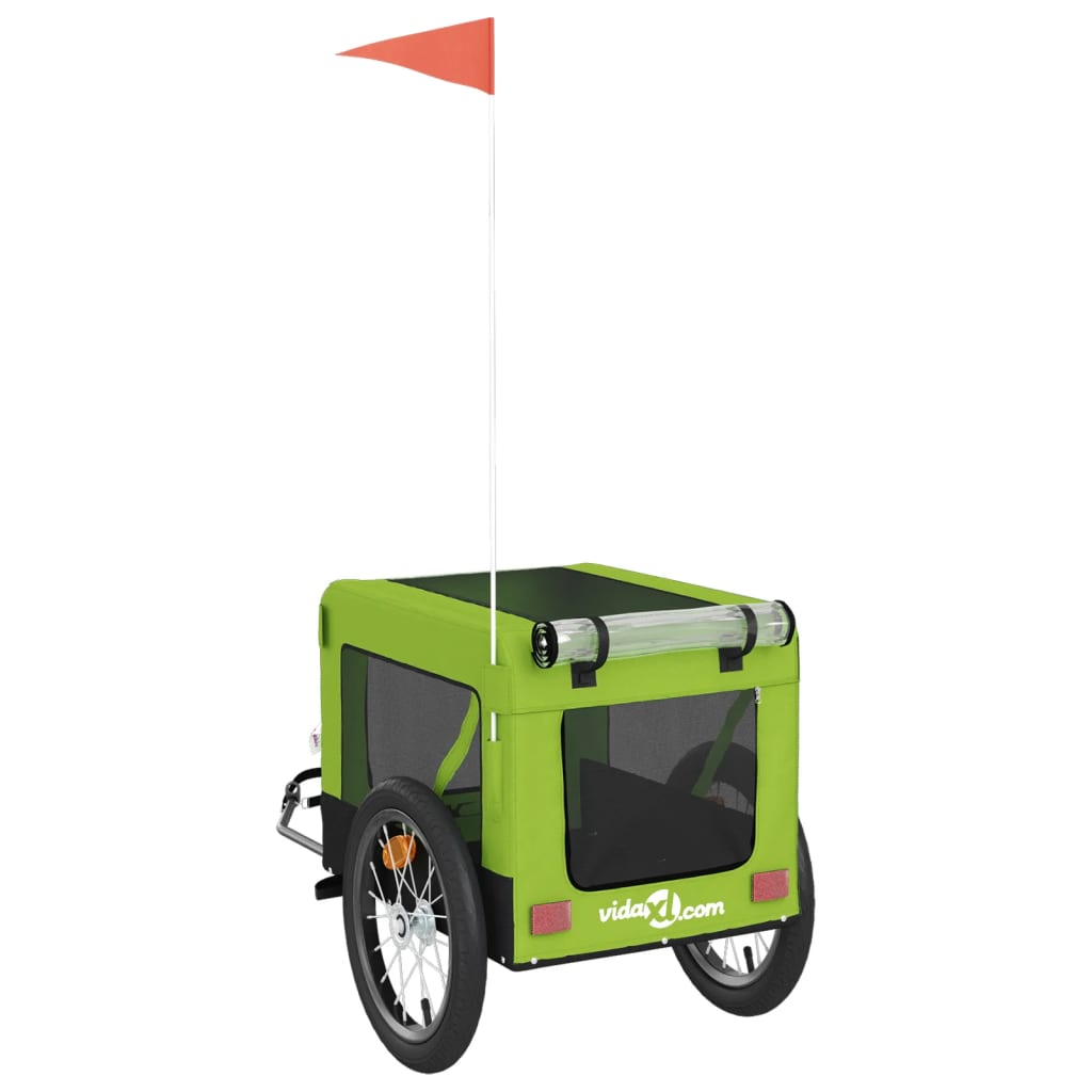 Glamorous Pups : vidaXL Pet Bike Trailer Green and Black Oxford fabric, Iron, PVC Small