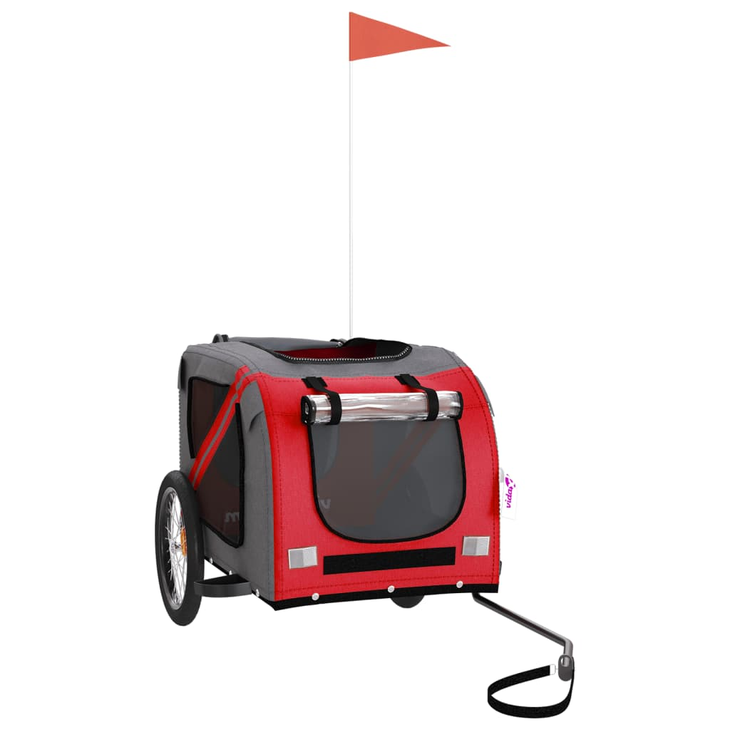 Glamorous Pups : vidaXL Pet Bike Trailer Red and Grey Oxford Fabric, Iron, PVC