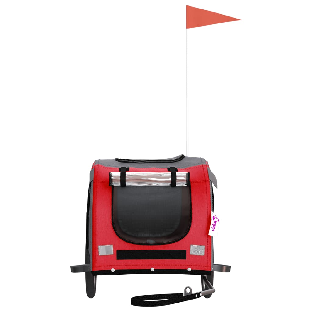 Glamorous Pups : vidaXL Pet Bike Trailer Red and Grey Oxford Fabric, Iron, PVC